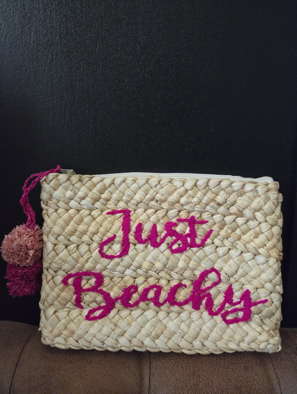 Shiraleah Straw Just Beachy Pouch